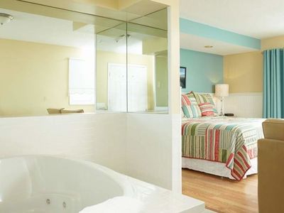 Bathtub and king bed