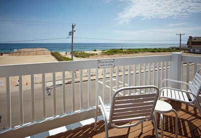 Chairs on balcony with ocean view